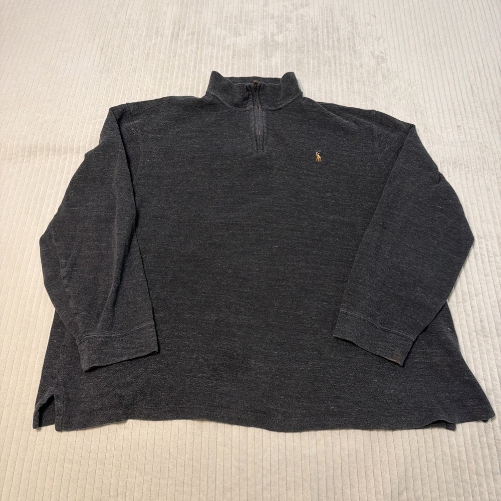 Polo Ralph Lauren Estate Rib Quarter Zip Gray Pullover Sweatshirt Men's XXL